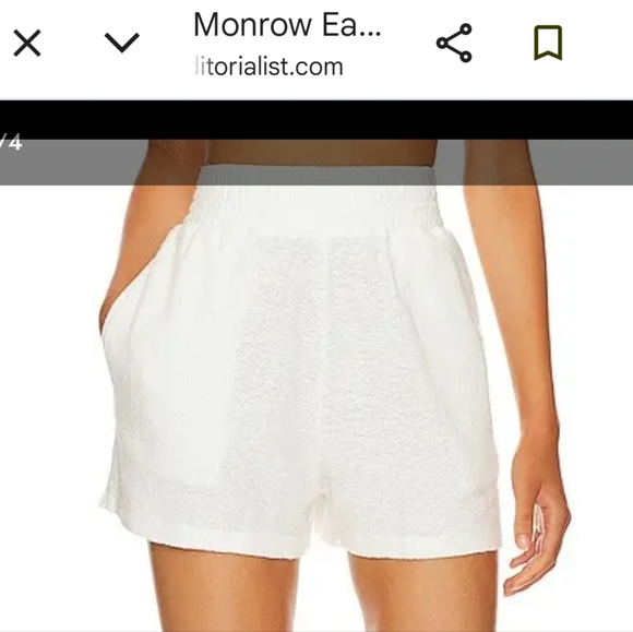 Monrow Pants - Monrow Easy Shorts Women's High Waist Pull On Cream Ivory Shorts